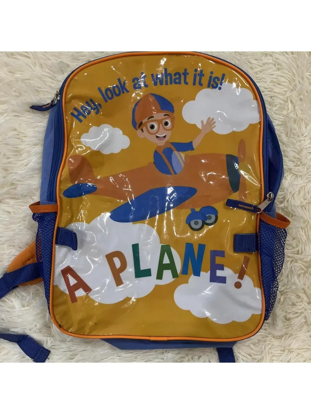 Blippi Backpack Blue And Orange “A Plane!” 16”